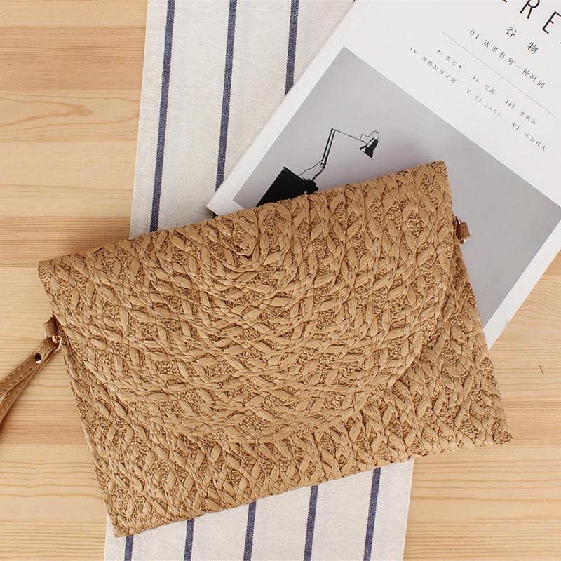 Minimalist Style Straw Weave Envelope Clutch Bag-2yzshop