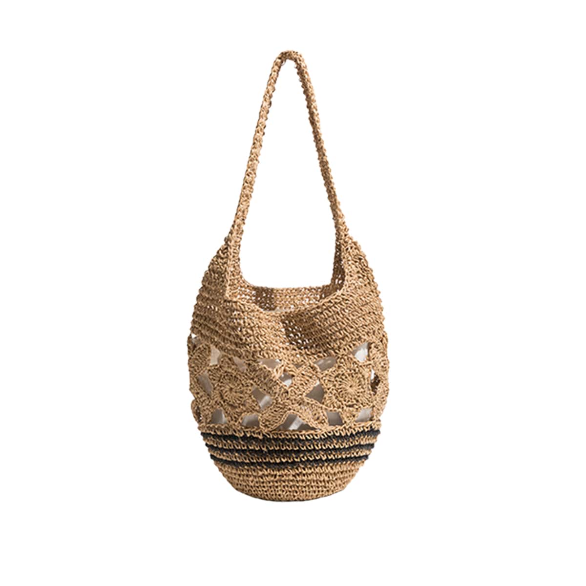 Open-Weave Rattan Shoulder Bag-2yzshop