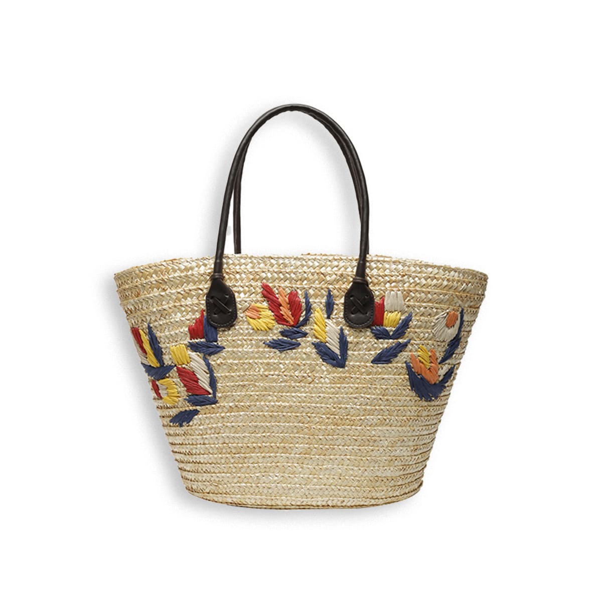 Embroidered Wicker Tote Bag-2yzshop