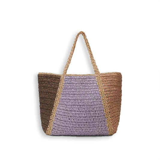 Lavender Two-Tone Large Capacity Tote Bag-2yzshop