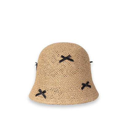 Bowknot Bucket Straw Hat-2yzshop