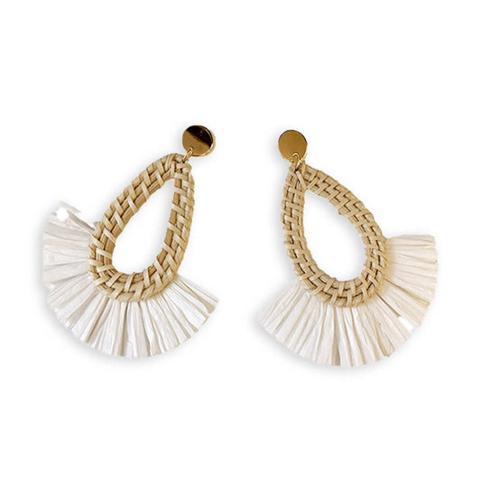 Fan-shaped Rattan Earrings-2yzshop