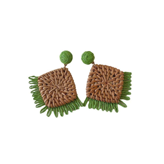 Geometric Colorful Rattan Earrings-2yzshop