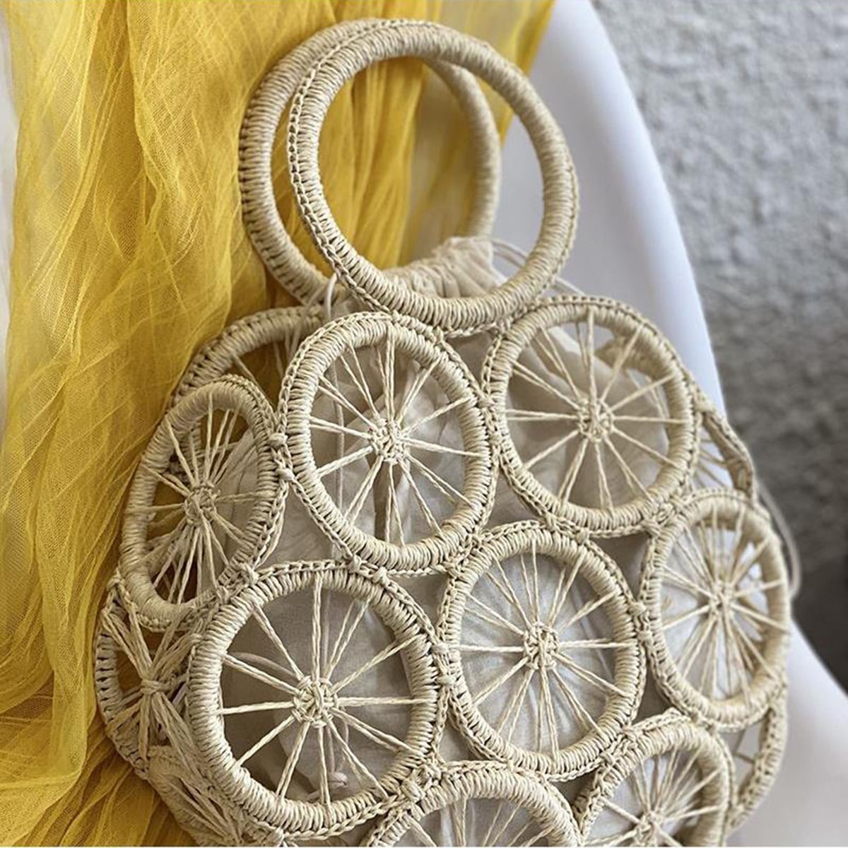 Three-Dimensional Hollow-Out Straw Handbag-2yzshop