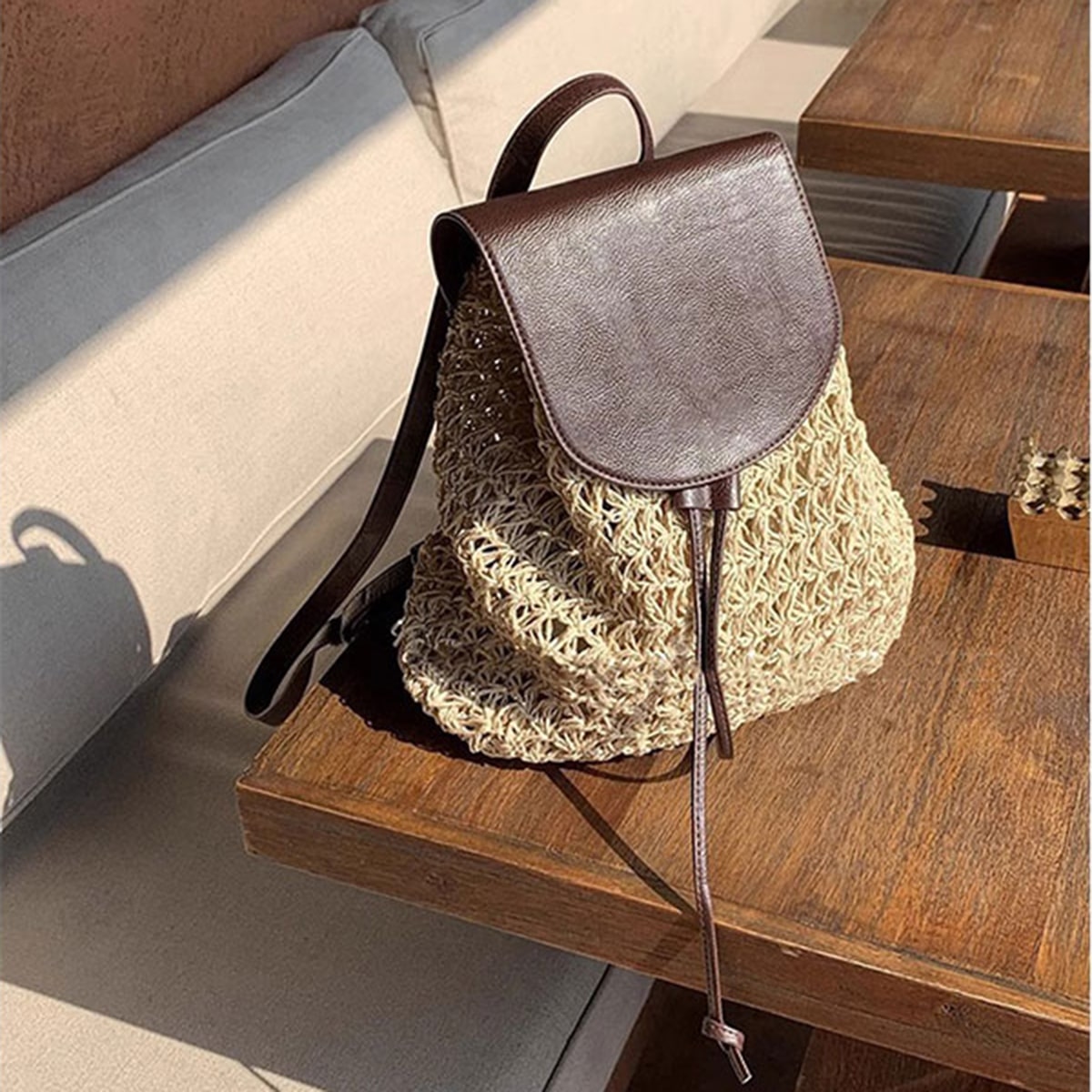 Leisure Holiday Double-Strap Woven StrawBag-2yzshop