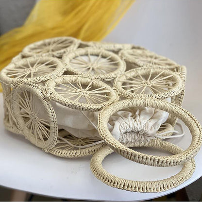 Three-Dimensional Hollow-Out Straw Handbag-2yzshop