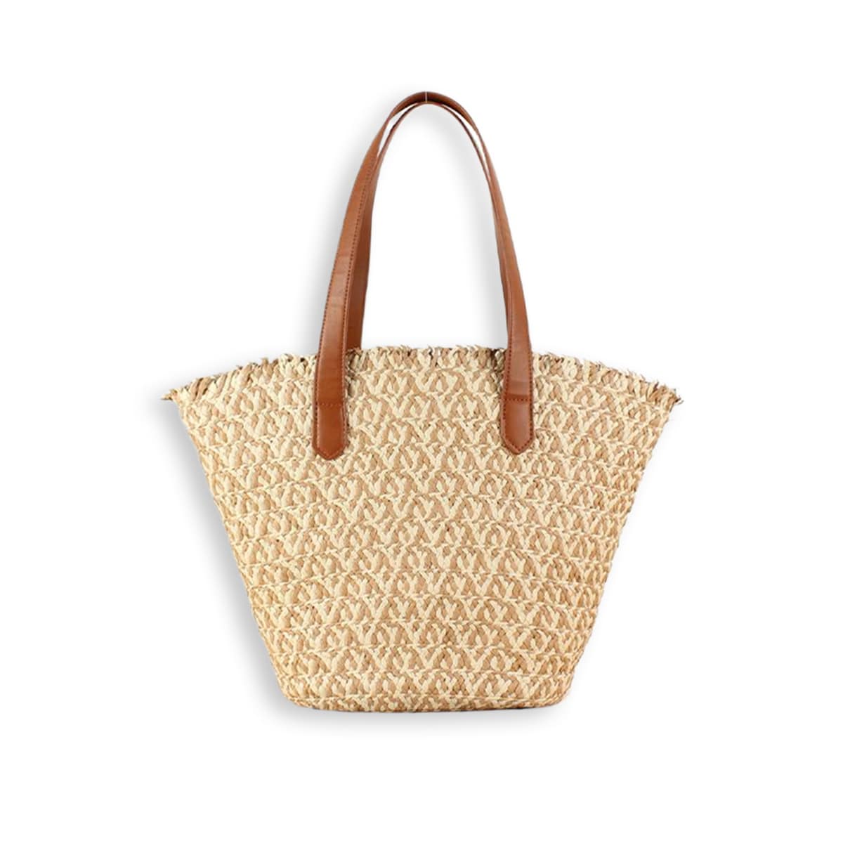 French-Inspired Casual Handmade Raffia Shoulder Bag