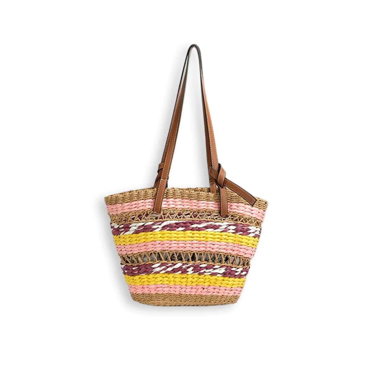 Colorful Open-Work Straw Shoulder Bag-2yzshop