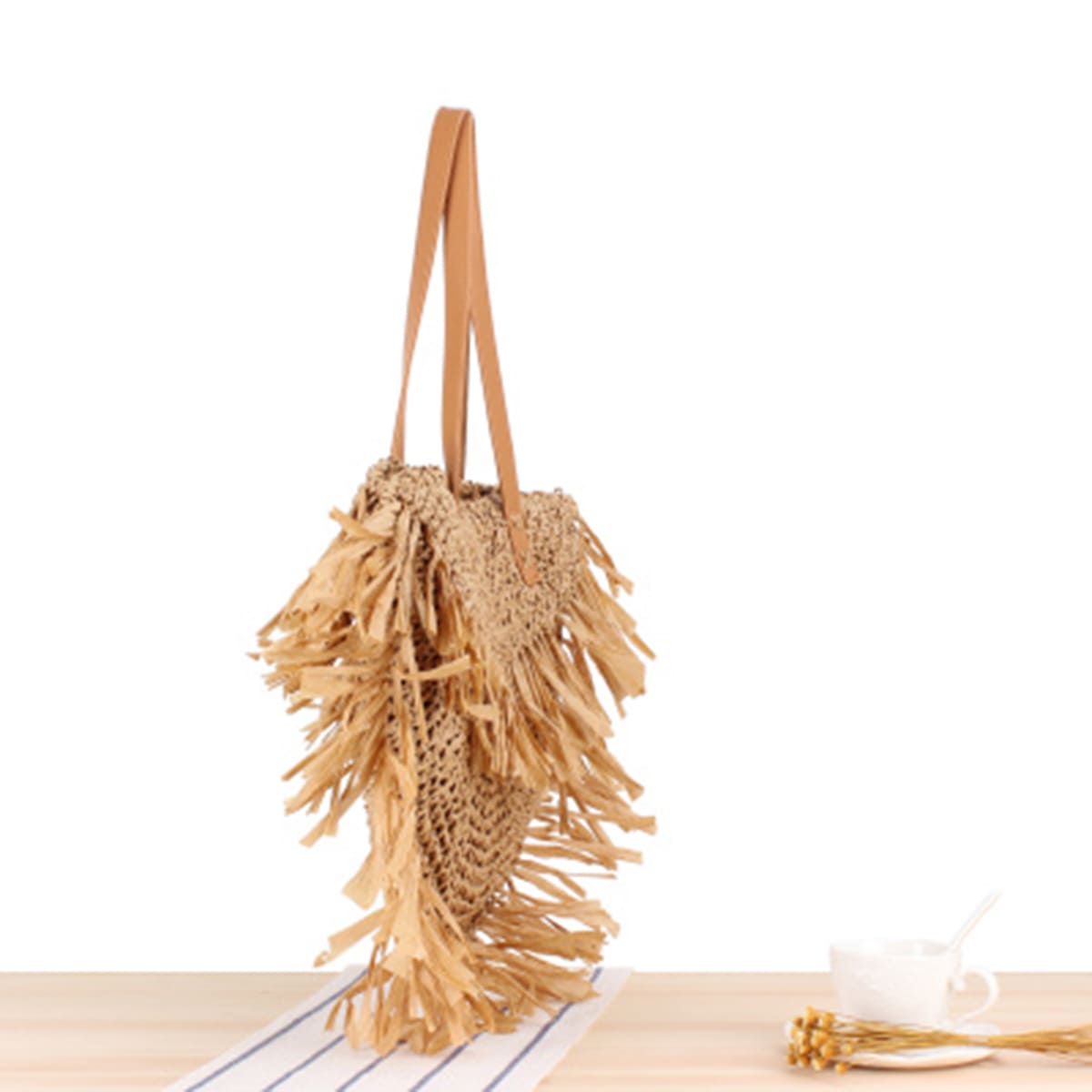 Semi-Circular Tassel Straw Tote Bag-2YZ Shop