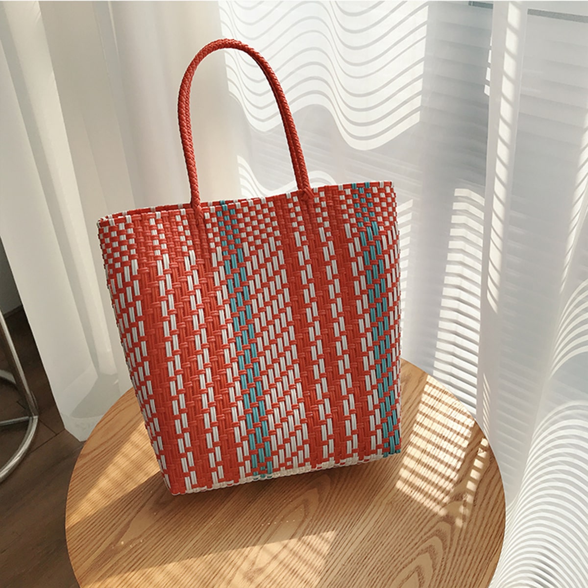 Colorful Woven Tote Bag-2yzshop