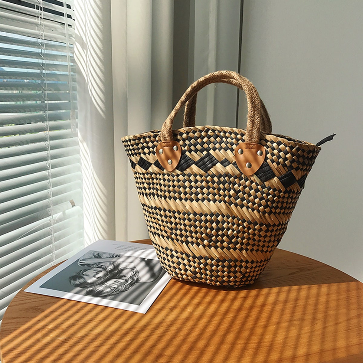 Vintage Wicker Tote Bag-2yzshop