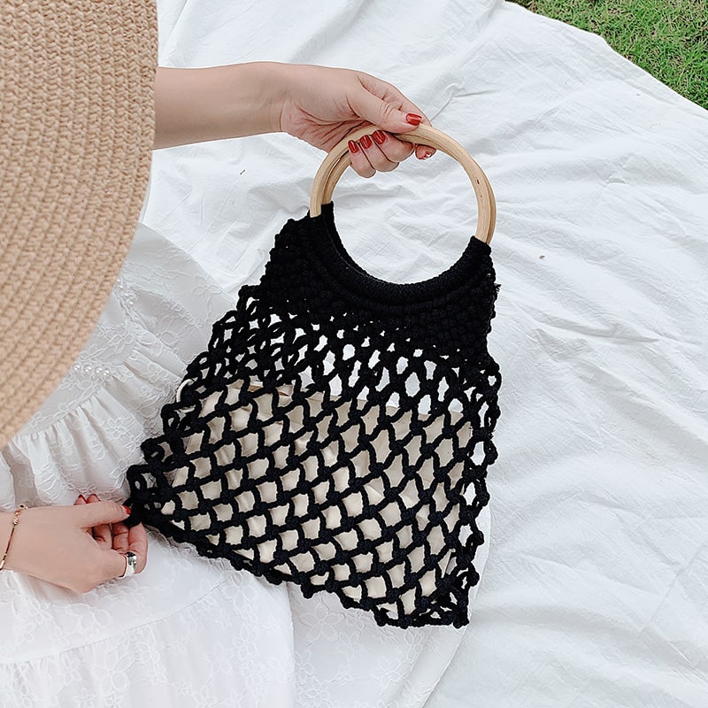 Handwoven Cotton Rope Net HandBag-2yzshop