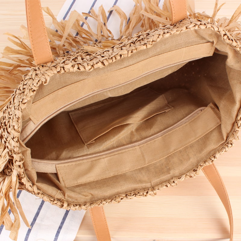 Semi-Circular Tassel Straw Tote Bag-2YZ Shop