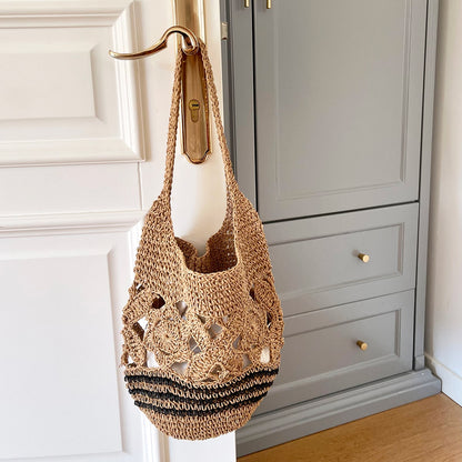 Open-Weave Rattan Shoulder Bag-2yzshop