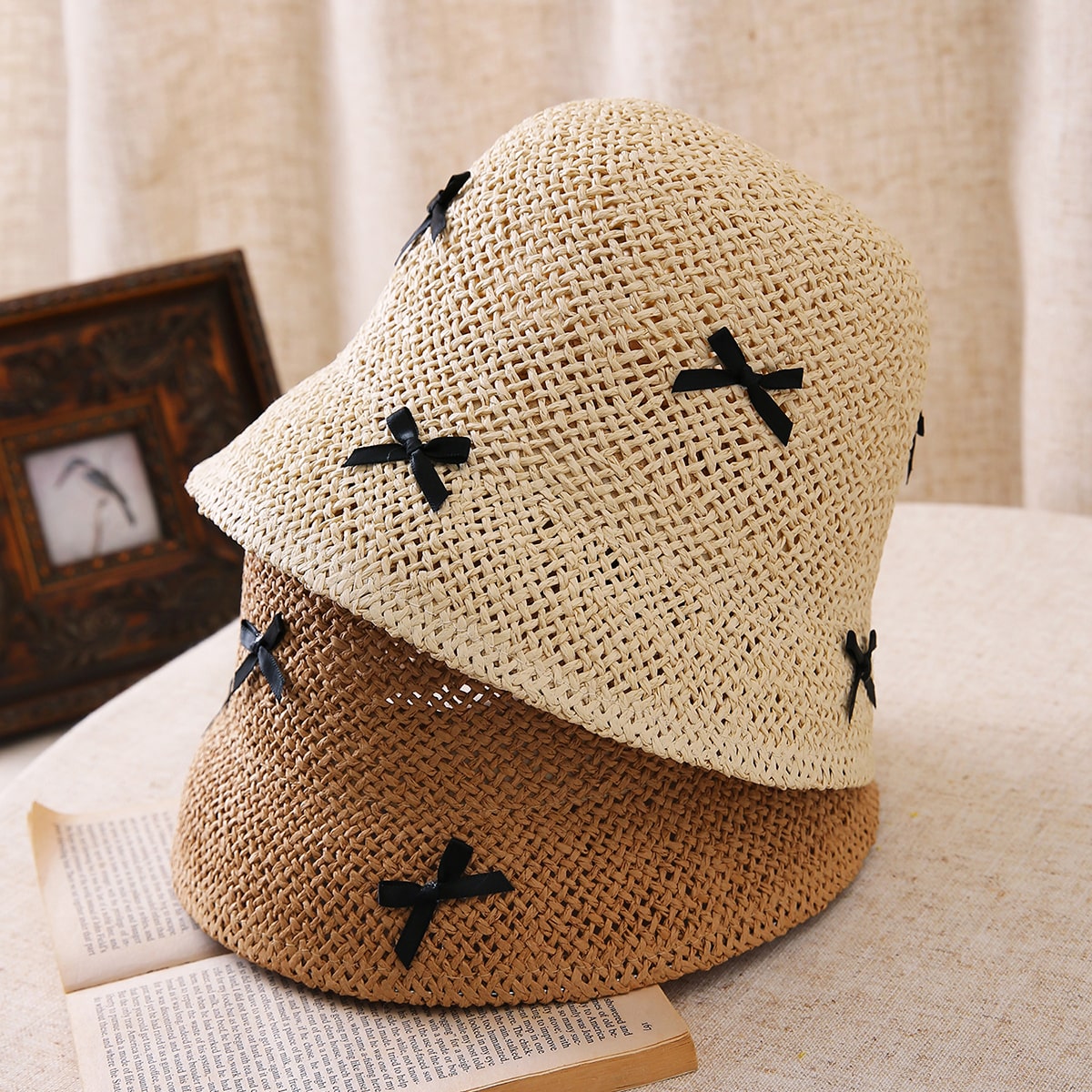 Bowknot Bucket Straw Hat-2yzshop