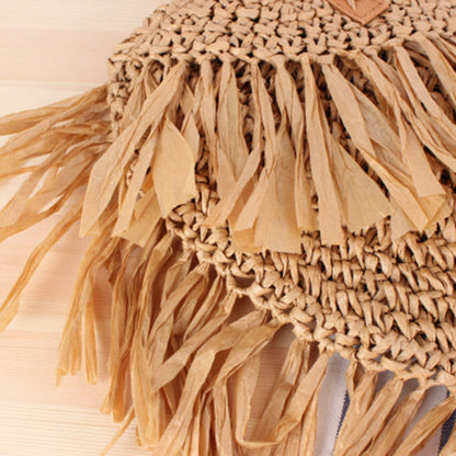 Semi-Circular Tassel Straw Tote Bag-2YZ Shop