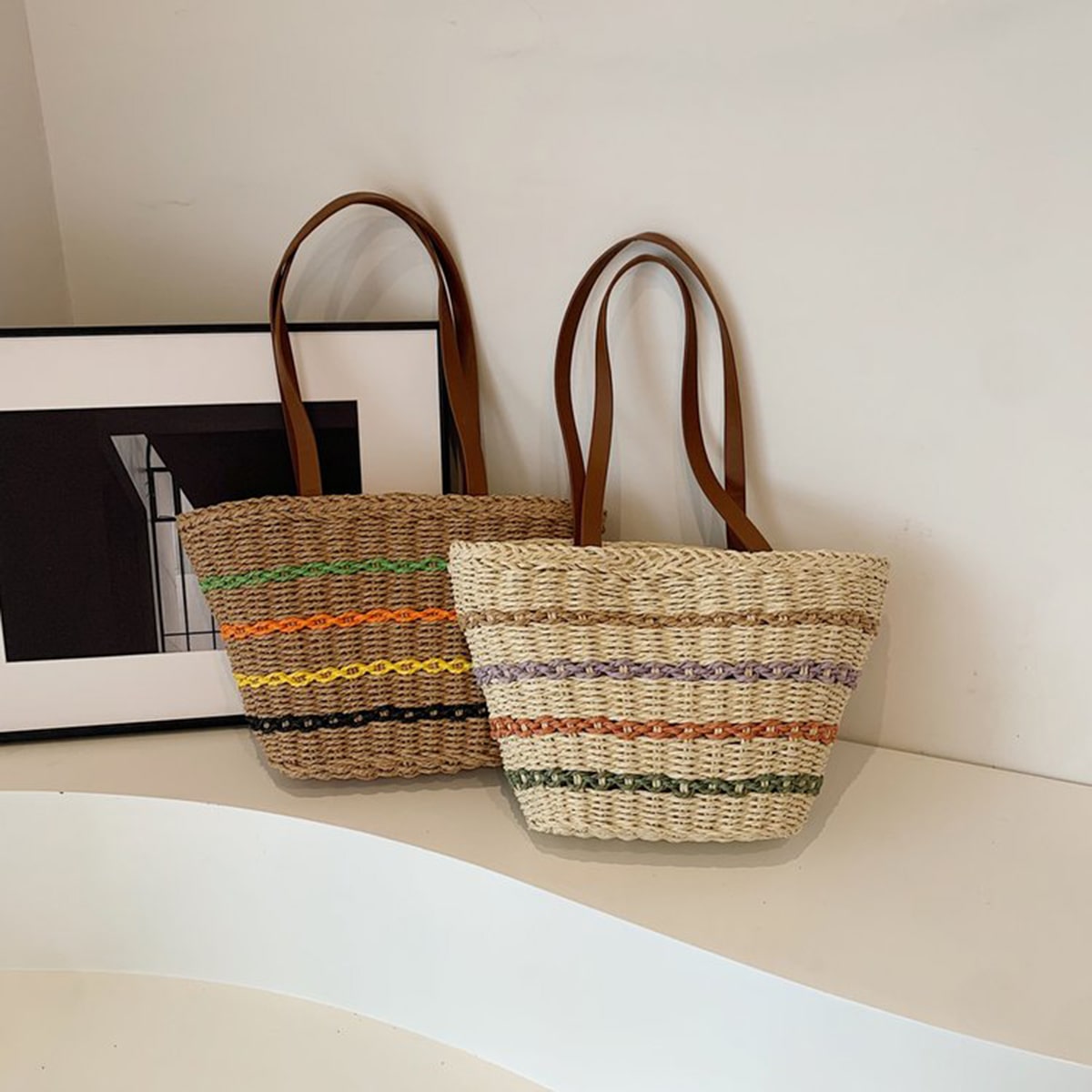 Colorful Rattan Single-Shoulder Bag-2yzshop