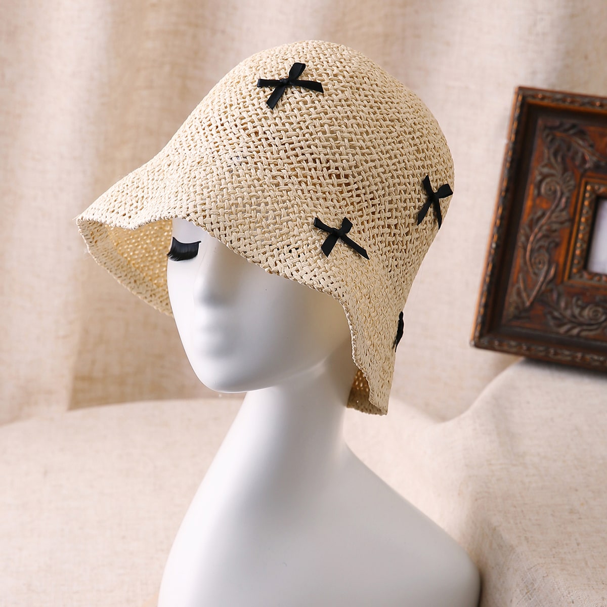 Bowknot Bucket Straw Hat-2yzshop