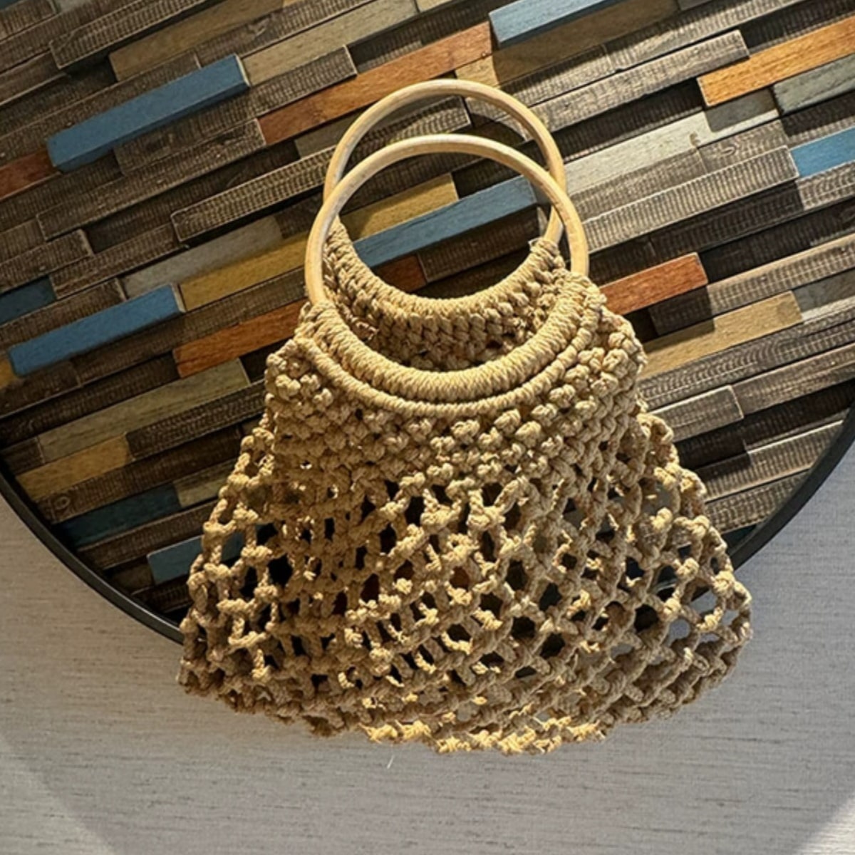 Handwoven Cotton Rope Net HandBag-2yzshop