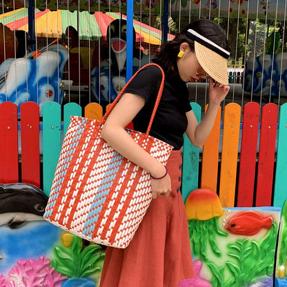 Colorful Woven Tote Bag-2yzshop