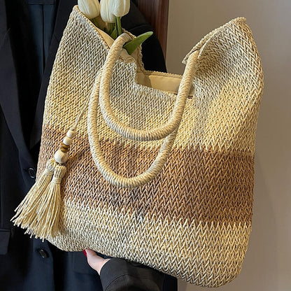 Large Capacity Straw Woven Tote Bag-2yzshop