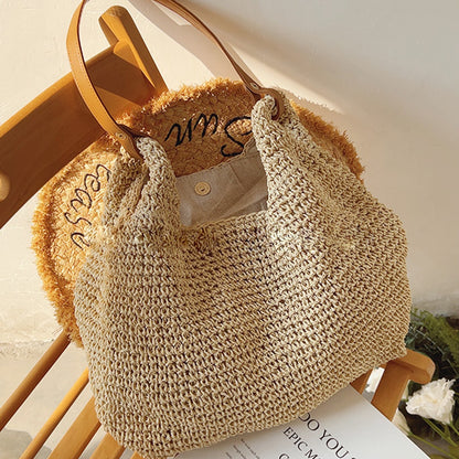 Eco-Friendly Large Capacity Minimalist Straw Tote Bag-2yzshop