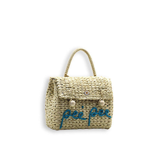 Beaded Square Straw Handbag-2yzshop