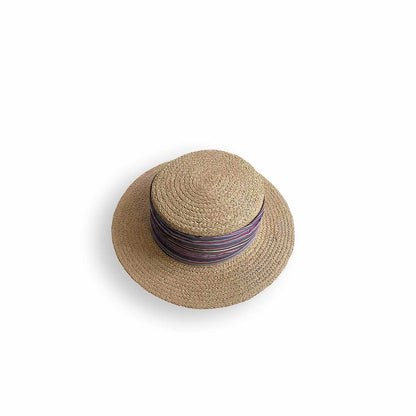 French-Style Colorful Satin Ribbon Natural Straw Panama Hat-2yzshop