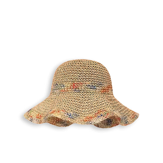 Colorful Striped Bucket Straw Hat-2yzshop