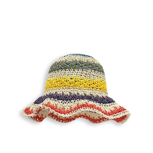 Rainbow Wave Bucket Straw Hat-2yzshop