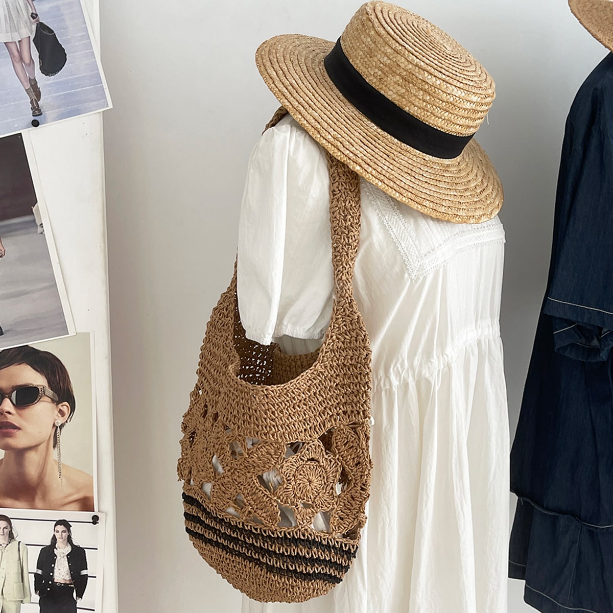 Open-Weave Rattan Shoulder Bag-2yzshop