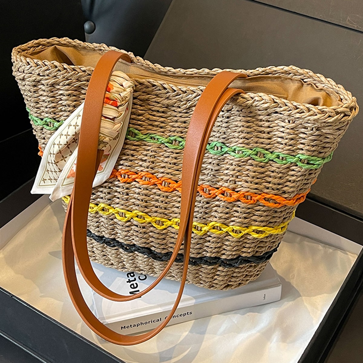 Colorful Rattan Single-Shoulder Bag-2yzshop