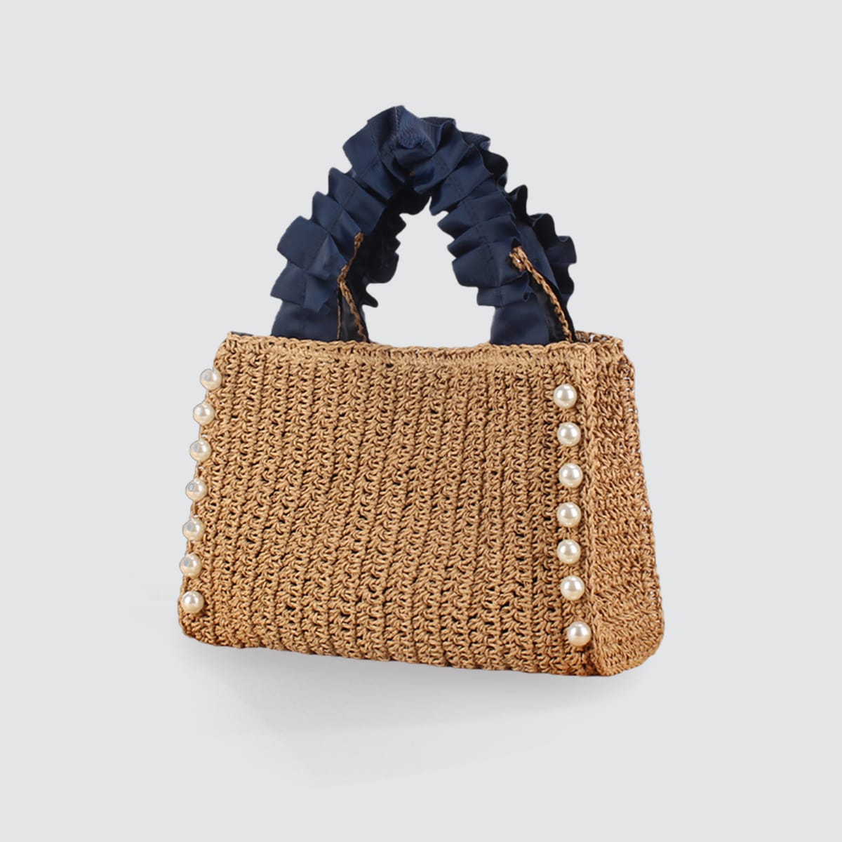 Handmade Reed Woven Pearl  Lace Ribbon Handbag-2YZ Shop