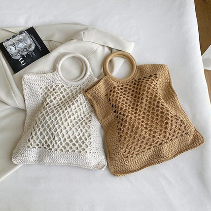 Handwoven Cotton Net Tote Bag-2yzshop