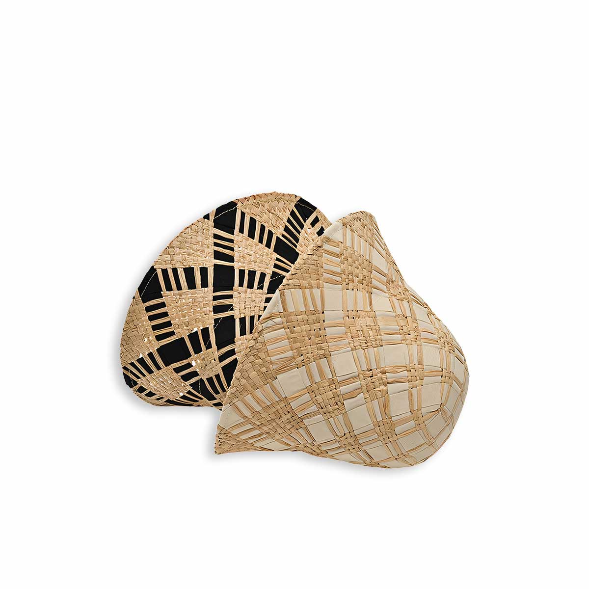 Checkered Pattern Handwoven Natural Straw Bucket  Hat-2yzshop