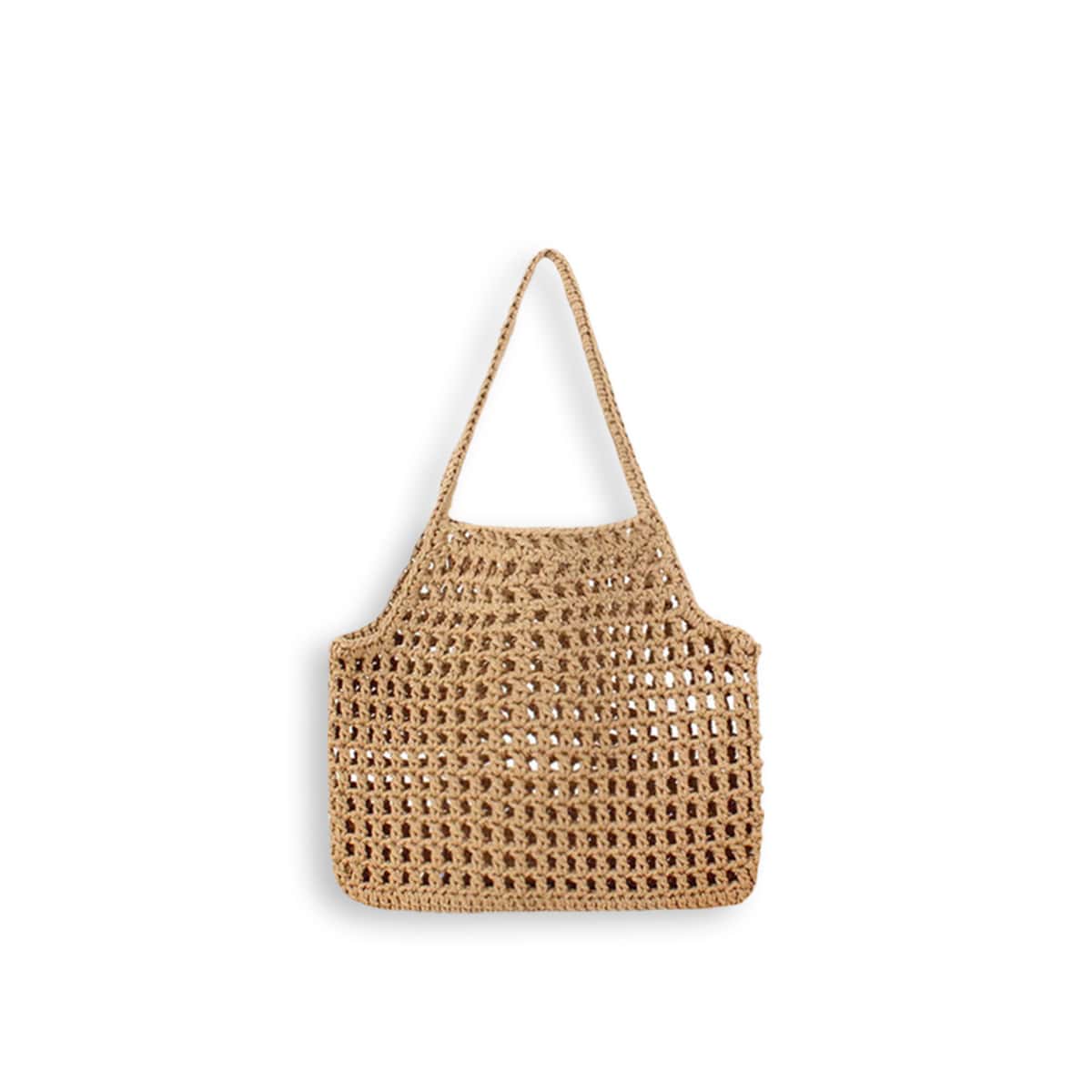 Openwork Trapezoid Straw HandBag-2yzshop