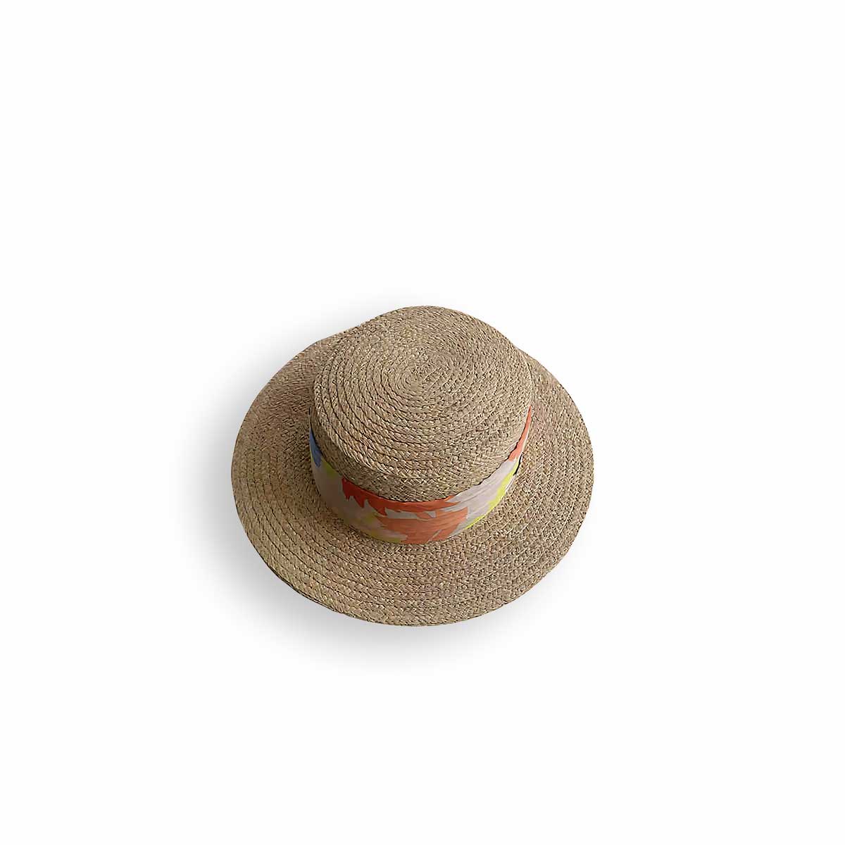 French-Style Colorful Satin Ribbon Natural Straw Panama Hat-2yzshop