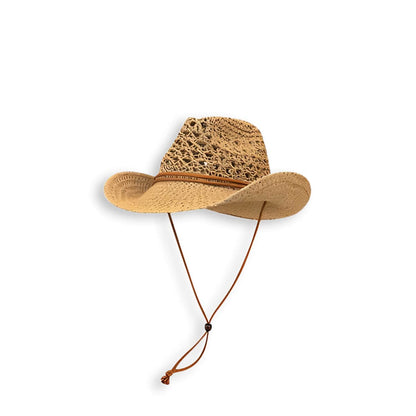 Openwork Straw Western Cowboy Hat-2yzshop