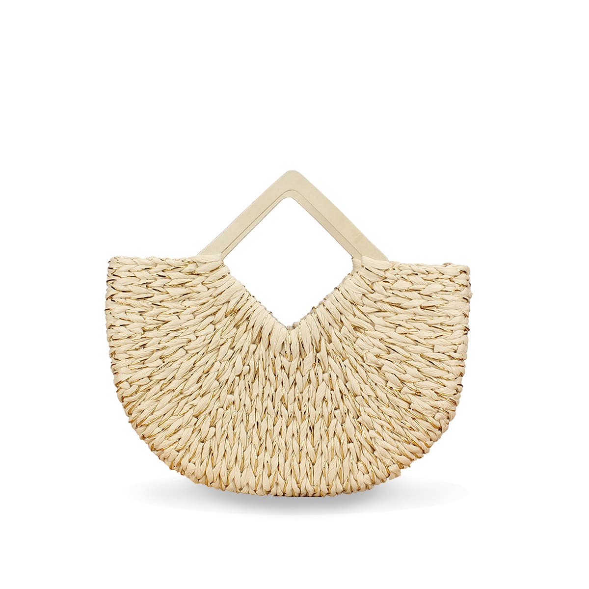 Diamond-Shaped Handbag Woven With Gold Thread And Reed-2YZ Shop