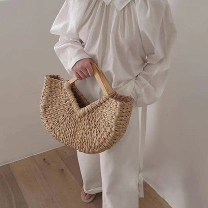 Diamond-Shaped Handbag Woven With Gold Thread And Reed-2YZ Shop