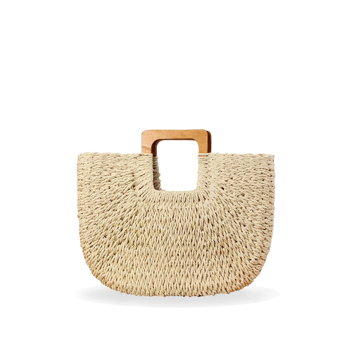 Wooden Square Soft Lafite Grass Woven Handbag-2YZ Shop