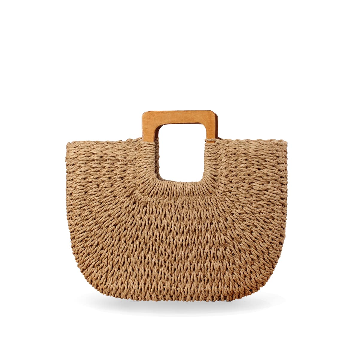 Wooden Square Soft Lafite Grass Woven Handbag-2YZ Shop