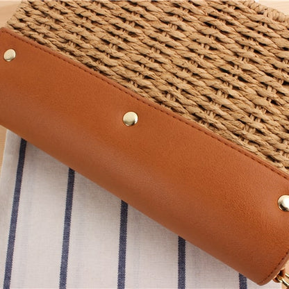 Square Lock Straw Crossbody Bag-2yzshop