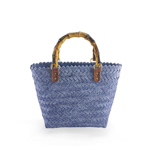 Bamboo Handle Woven Straw Handbag-2yzshop