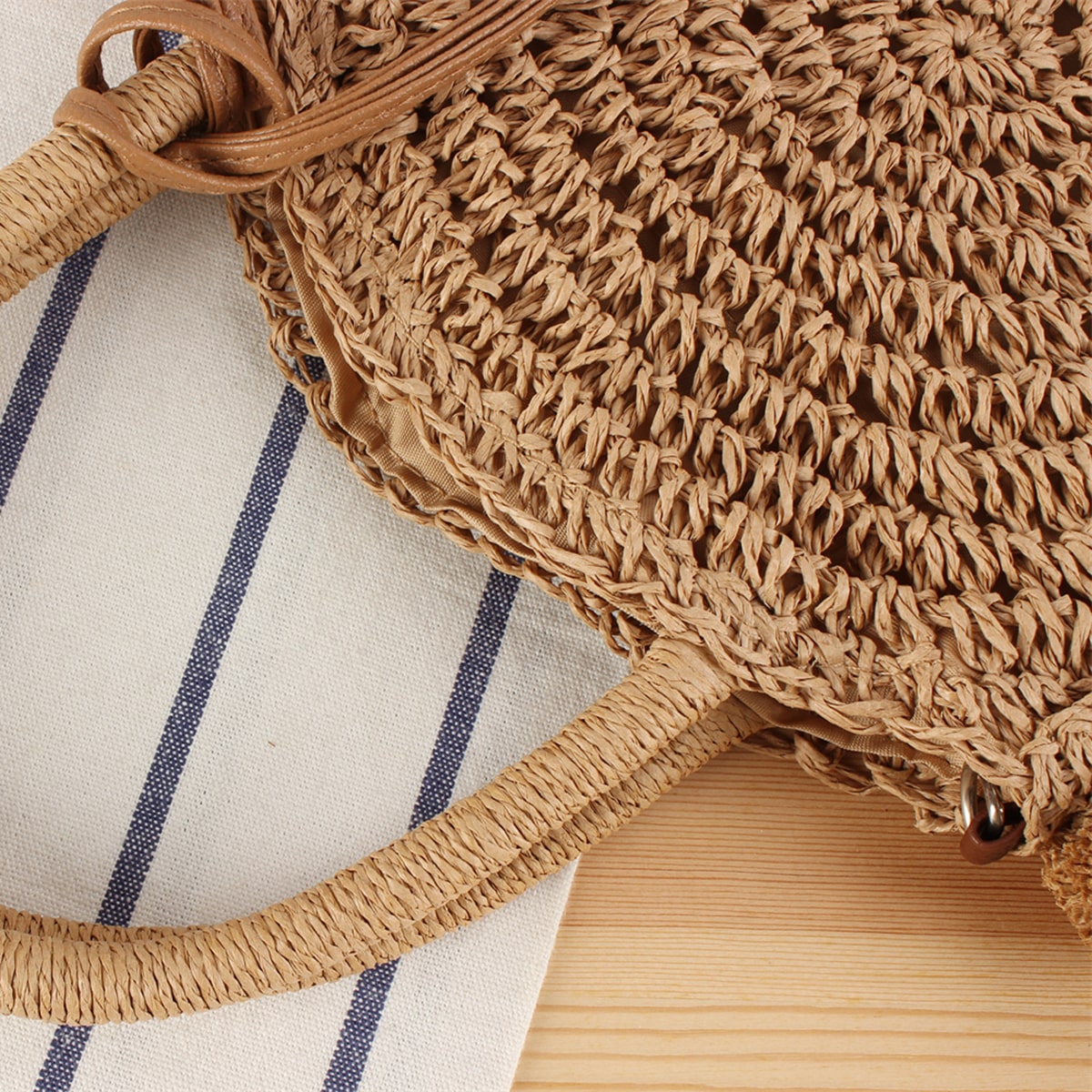 Straw Woven Round Ball Tassel Handbag -2yzshop