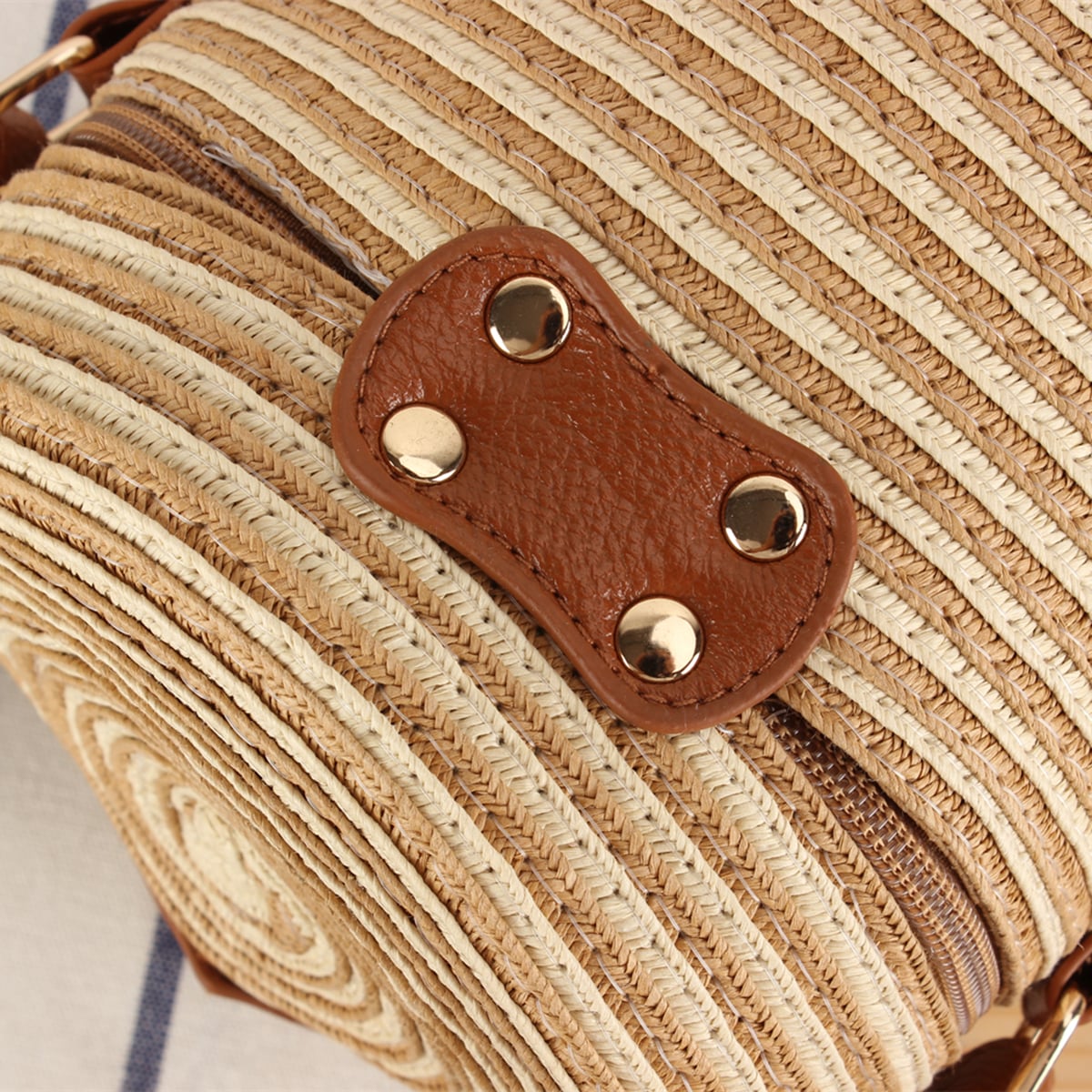 Straw Woven Round Barrel Crossbody Bag-2yzshop