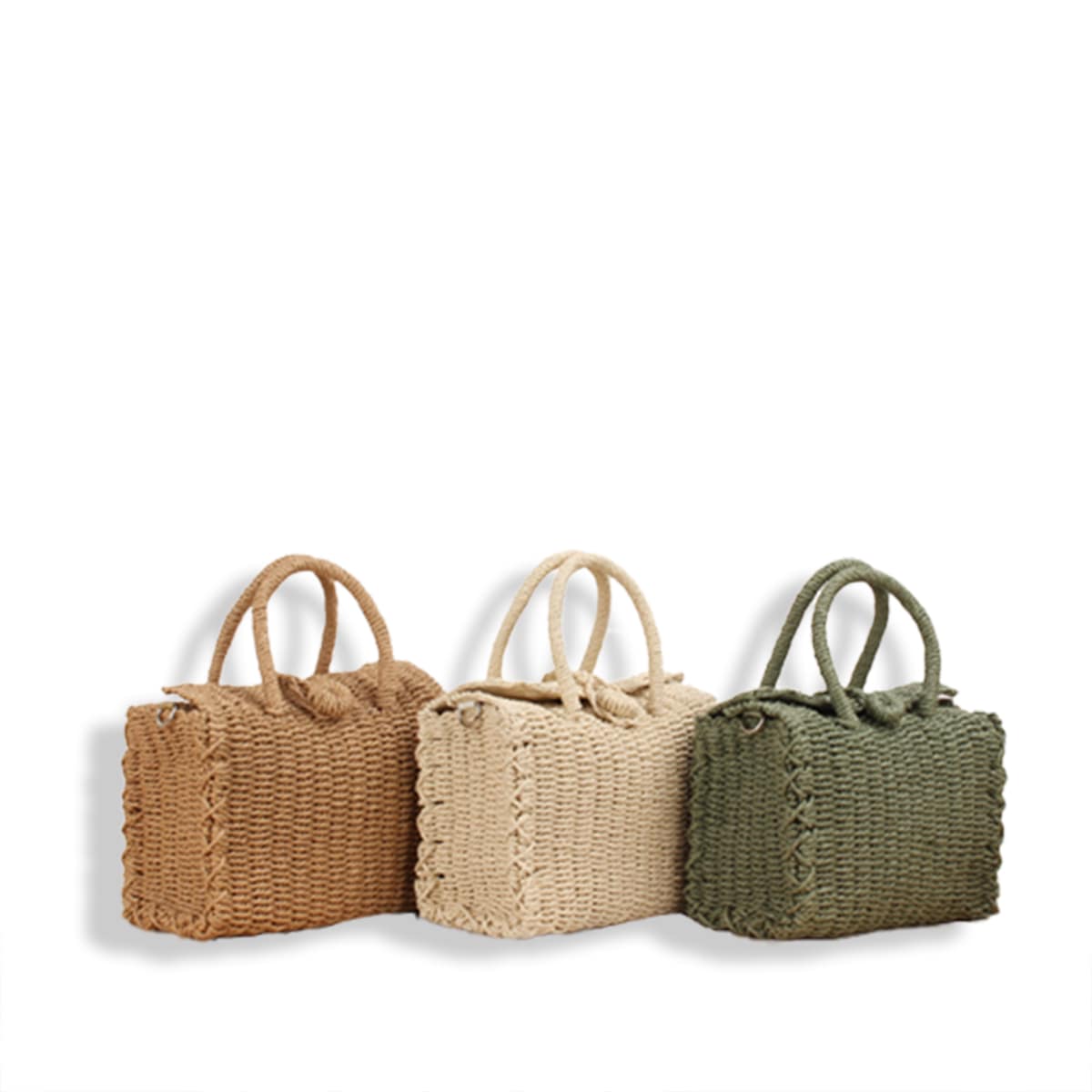 Miniature Square Straw Woven Top Handle Bag-2yzshop