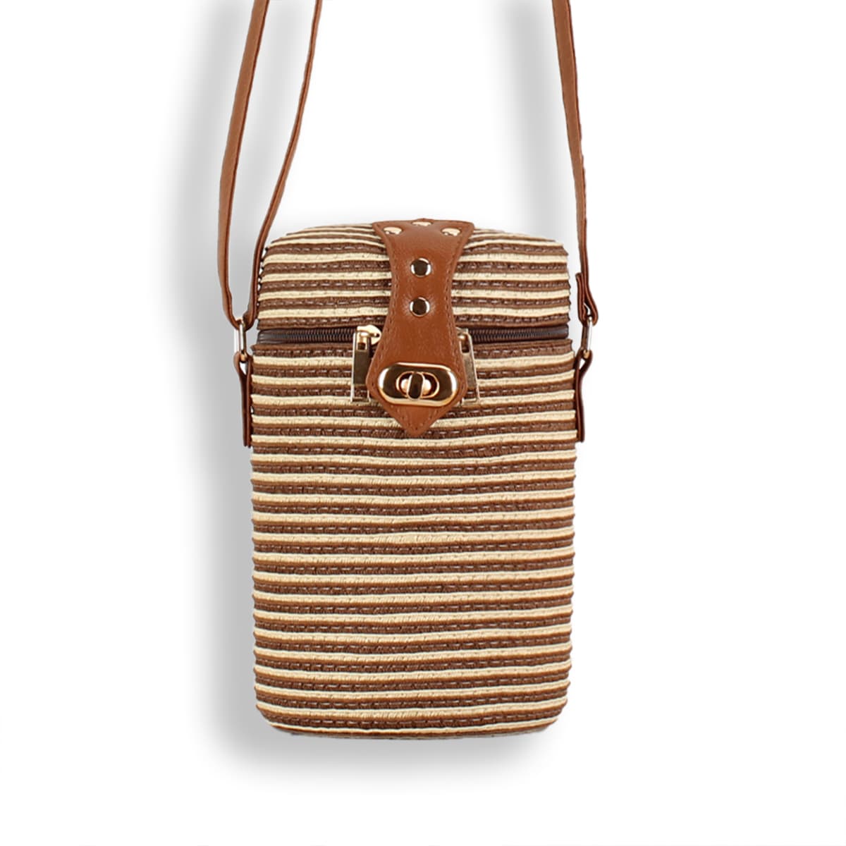 Straw Woven Round Barrel Crossbody Bag-2yzshop