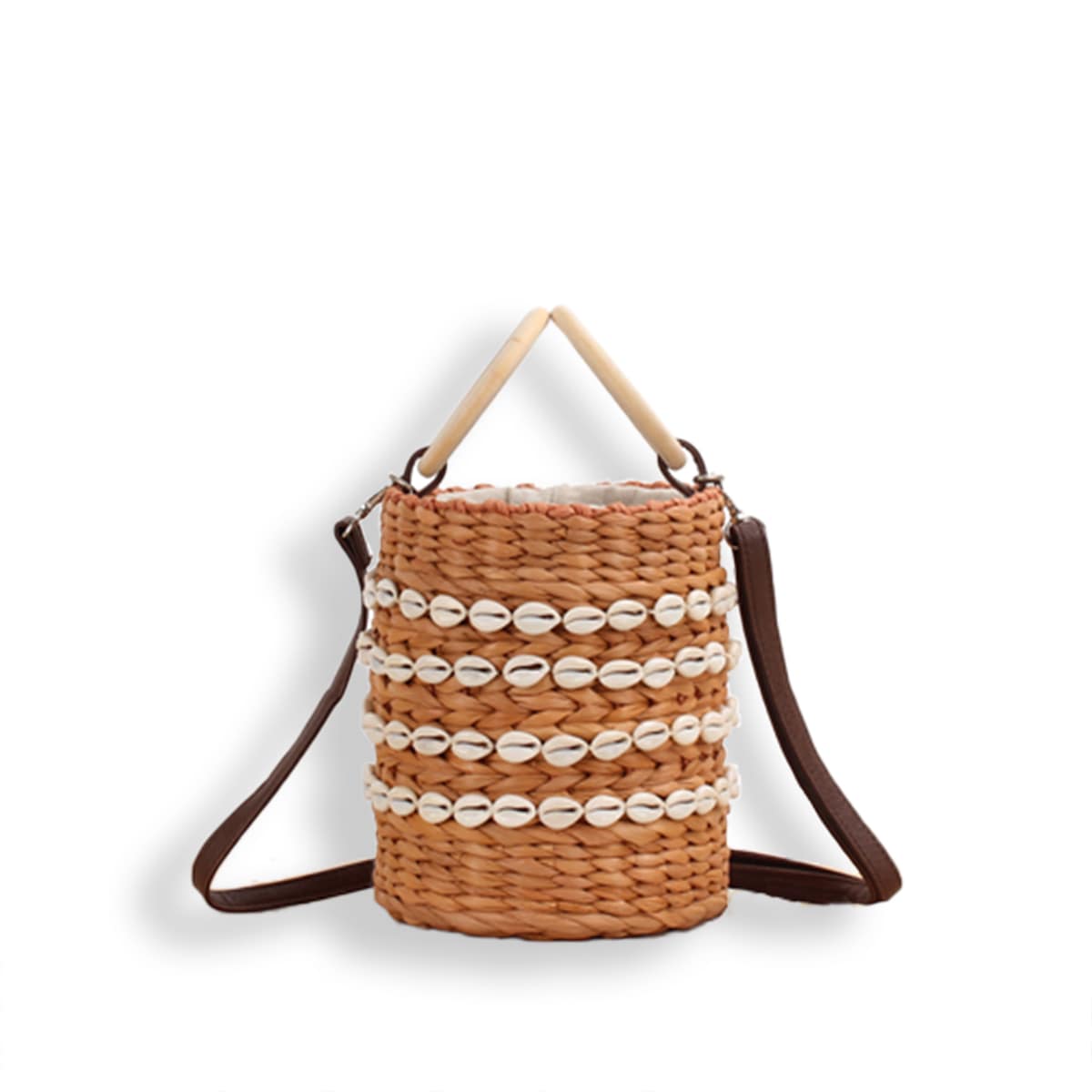 Straw Woven Shell Bucket Handbag-2yzshop