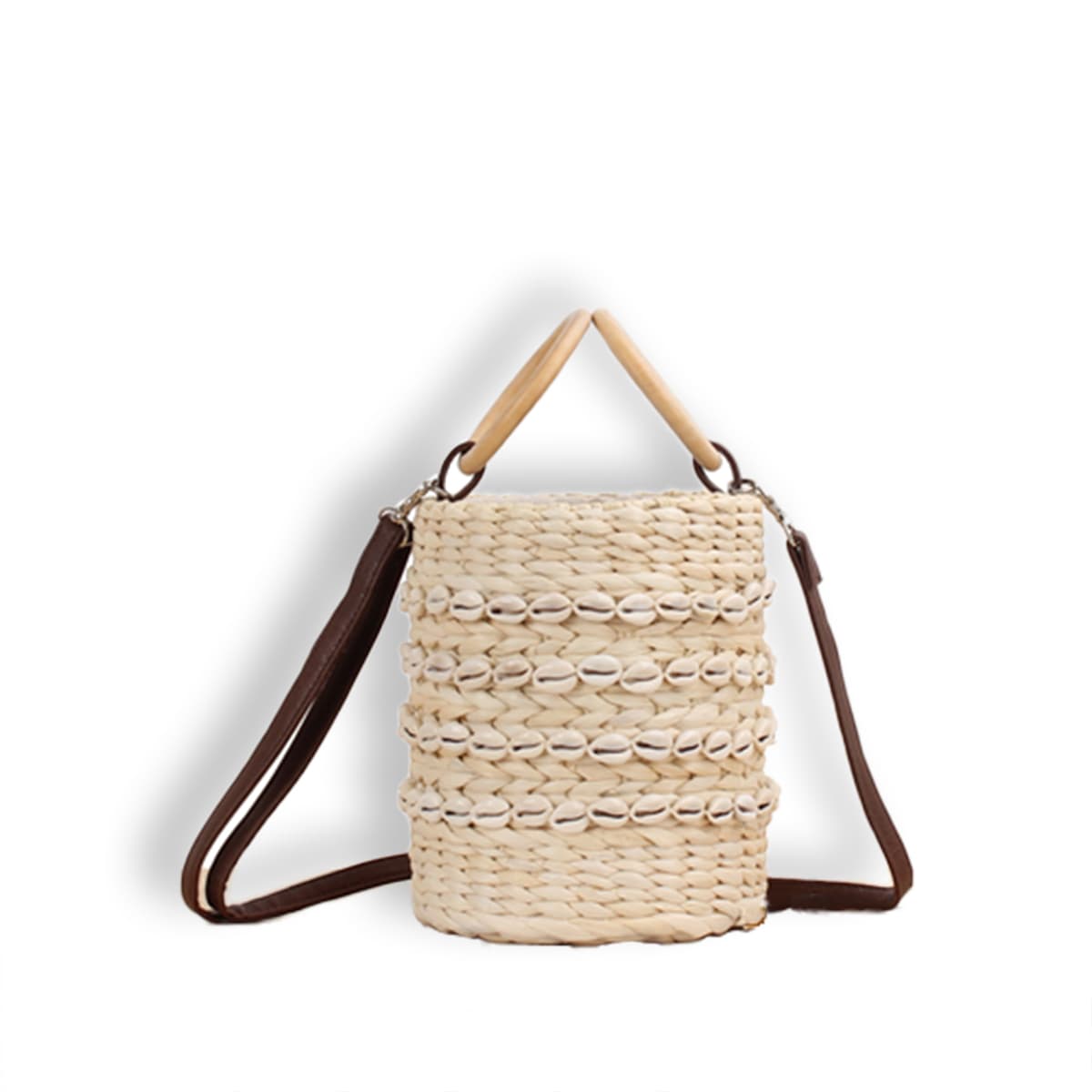 Straw Woven Shell Bucket Handbag-2yzshop